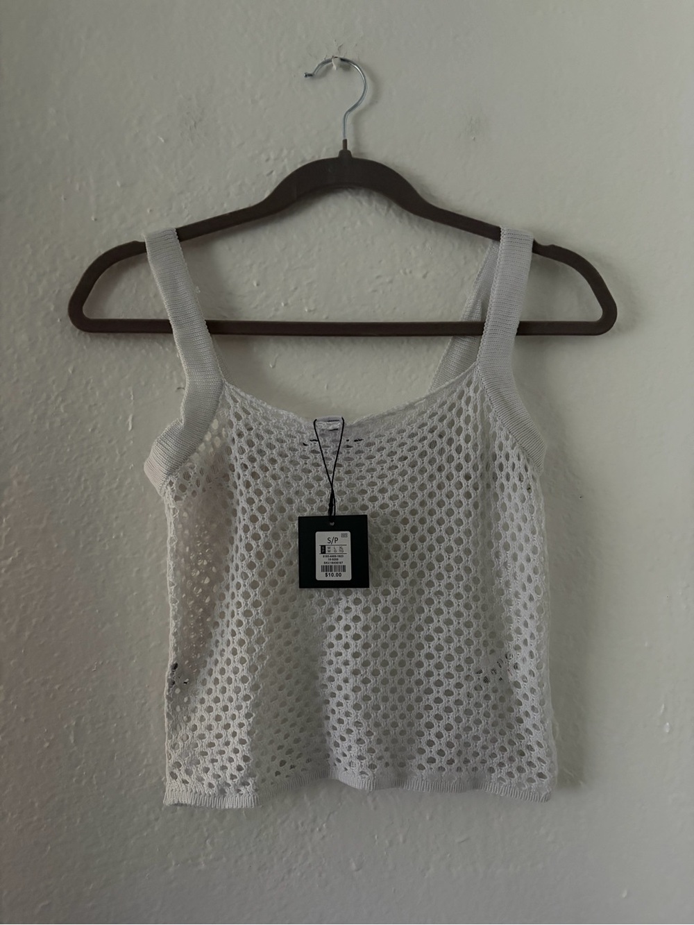 White Open-Knit Tank Top -
